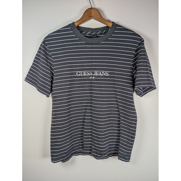 Guess Jeans x Places + Faces T-Shirt Men's Large 3M Stripe Streetwear Retro - Picture 1 of 8